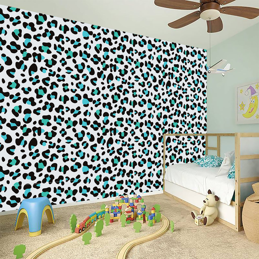 White And Teal Leopard Print Wall Sticker