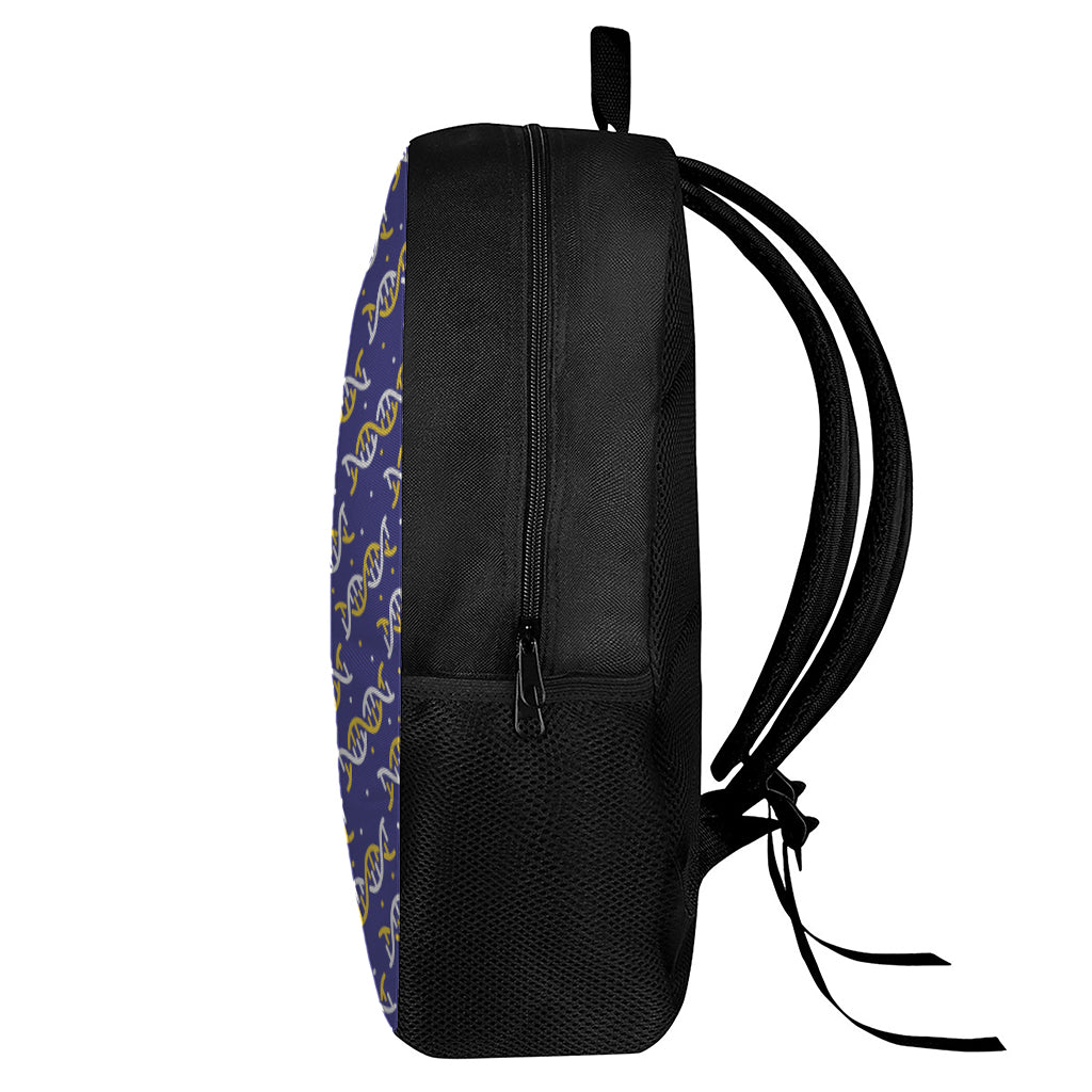 White And Yellow DNA Pattern Print 17 Inch Backpack