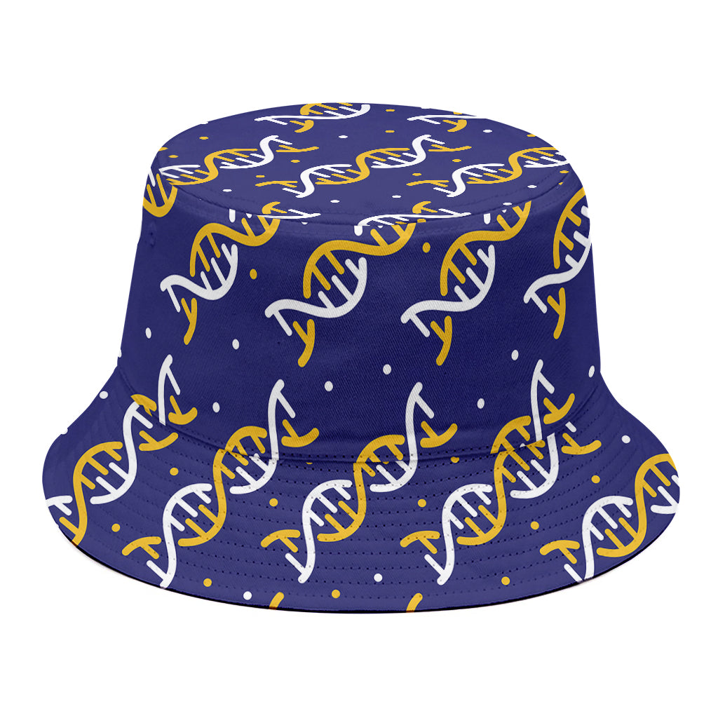 White And Yellow DNA Pattern Print Bucket Hat