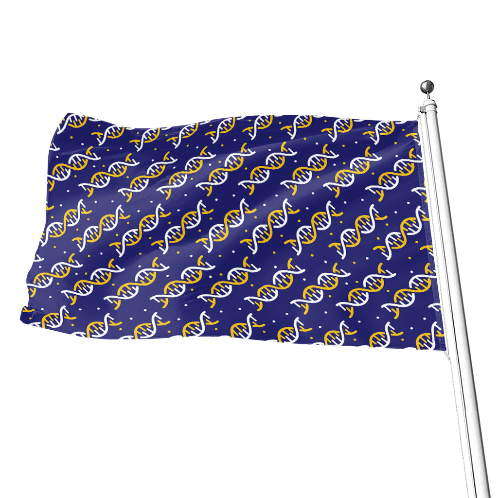 White And Yellow DNA Pattern Print Flag