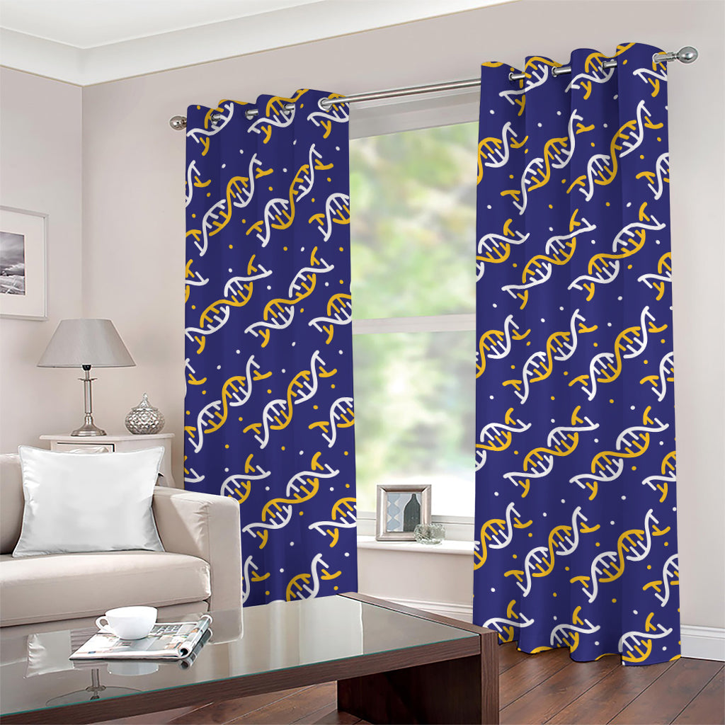 White And Yellow DNA Pattern Print Grommet Curtains