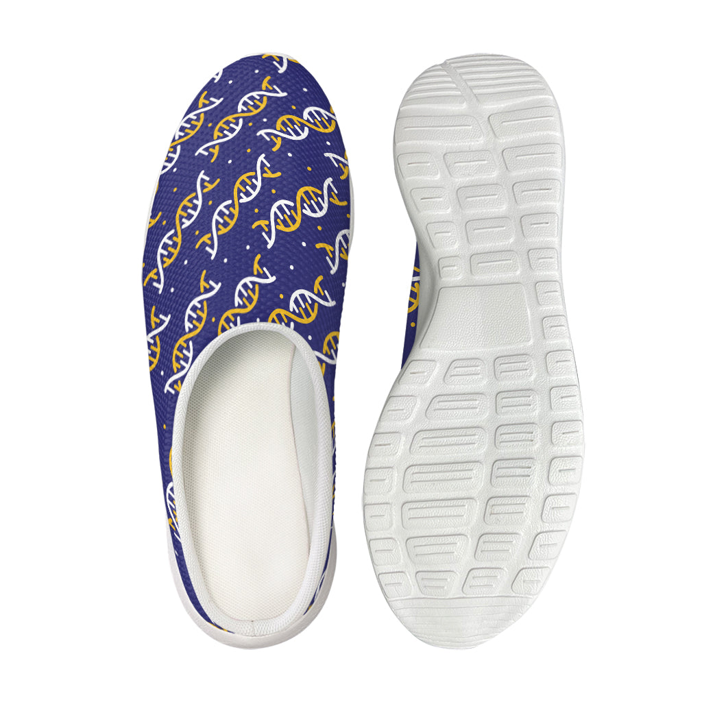 White And Yellow DNA Pattern Print Mesh Casual Shoes