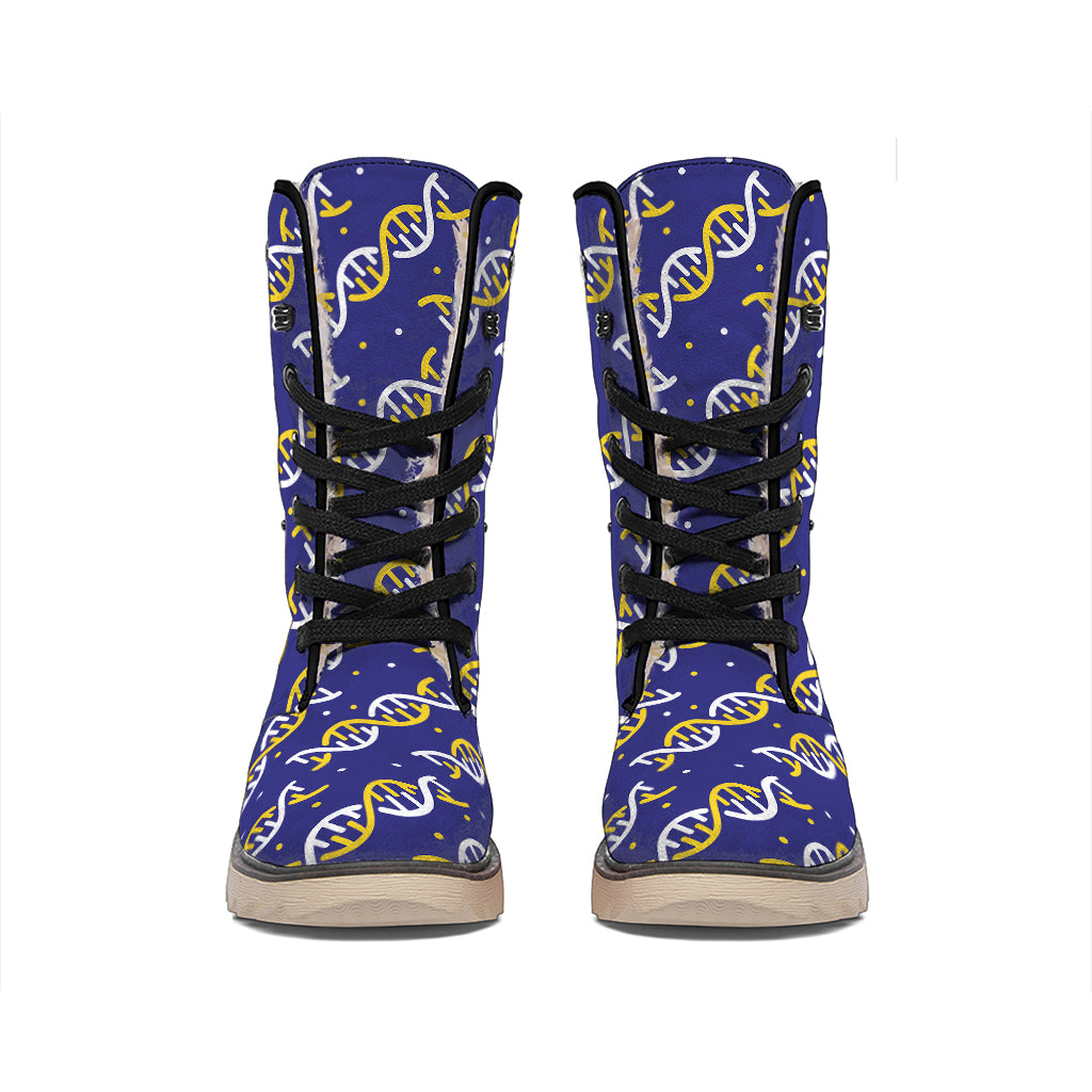 White And Yellow DNA Pattern Print Winter Boots