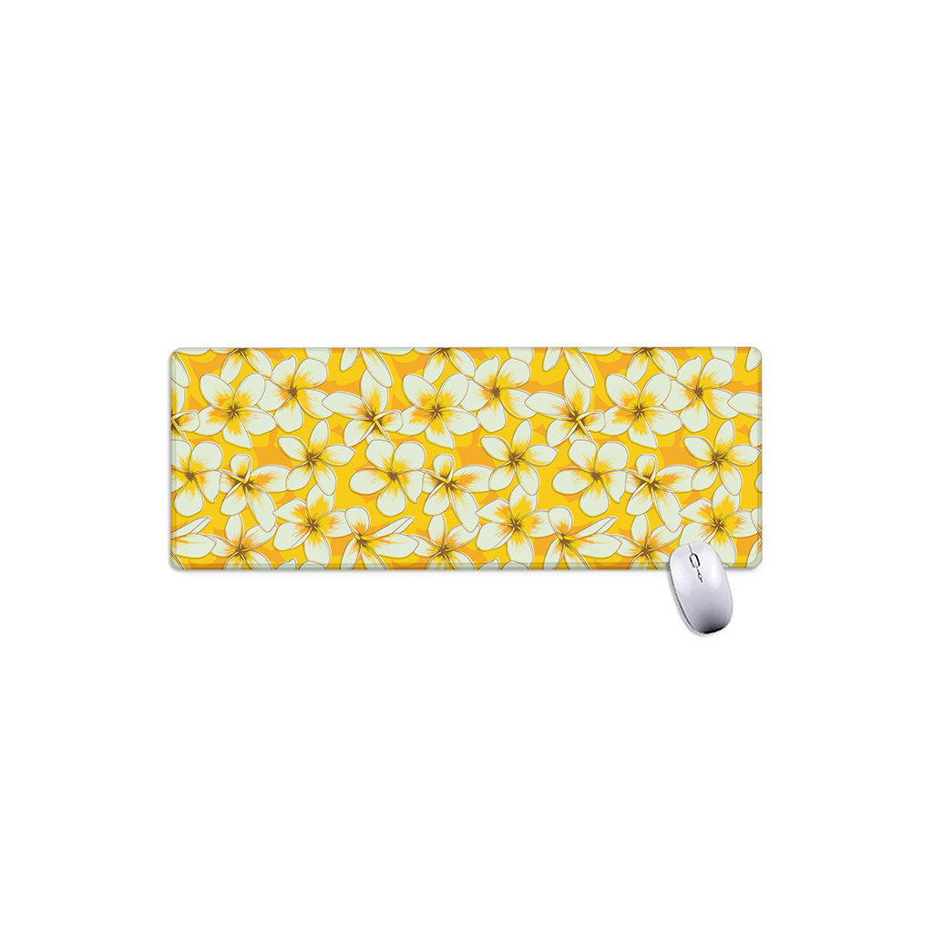 White And Yellow Plumeria Pattern Print Extended Mouse Pad