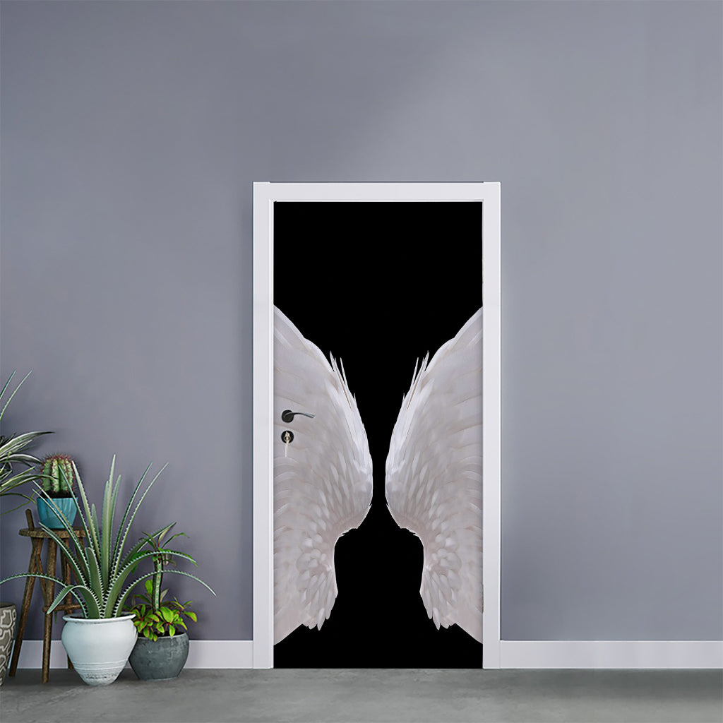 White Angel Wings Print Door Sticker