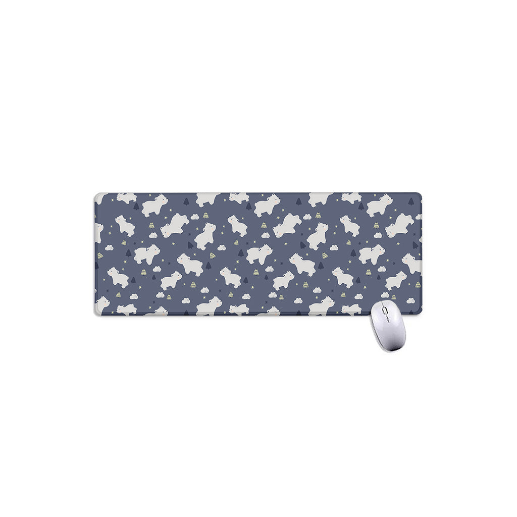 White Baby Polar Bear Pattern Print Extended Mouse Pad