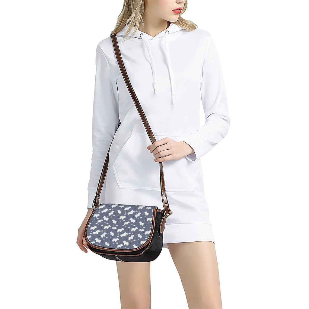 White Baby Polar Bear Pattern Print Saddle Bag