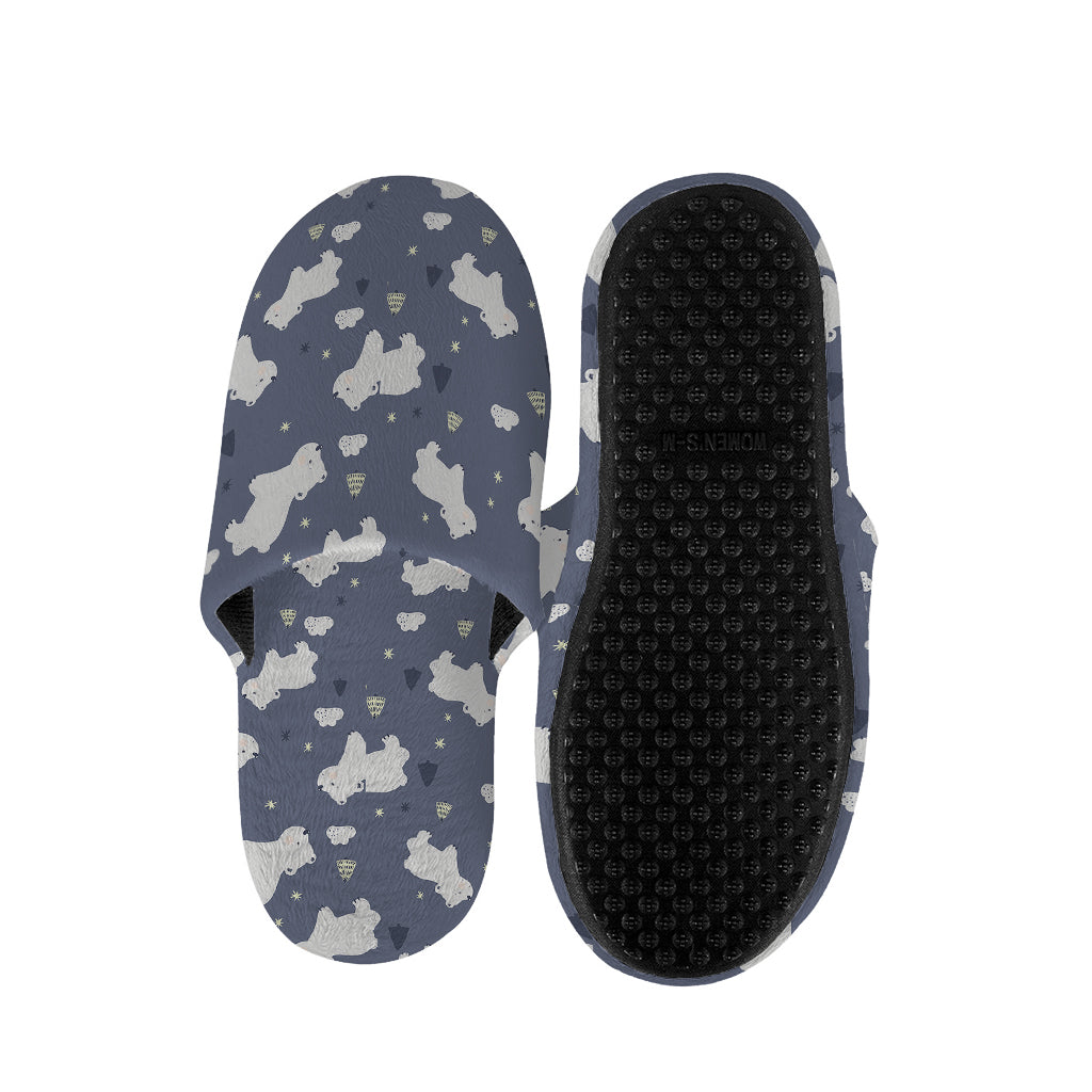 White Baby Polar Bear Pattern Print Slippers