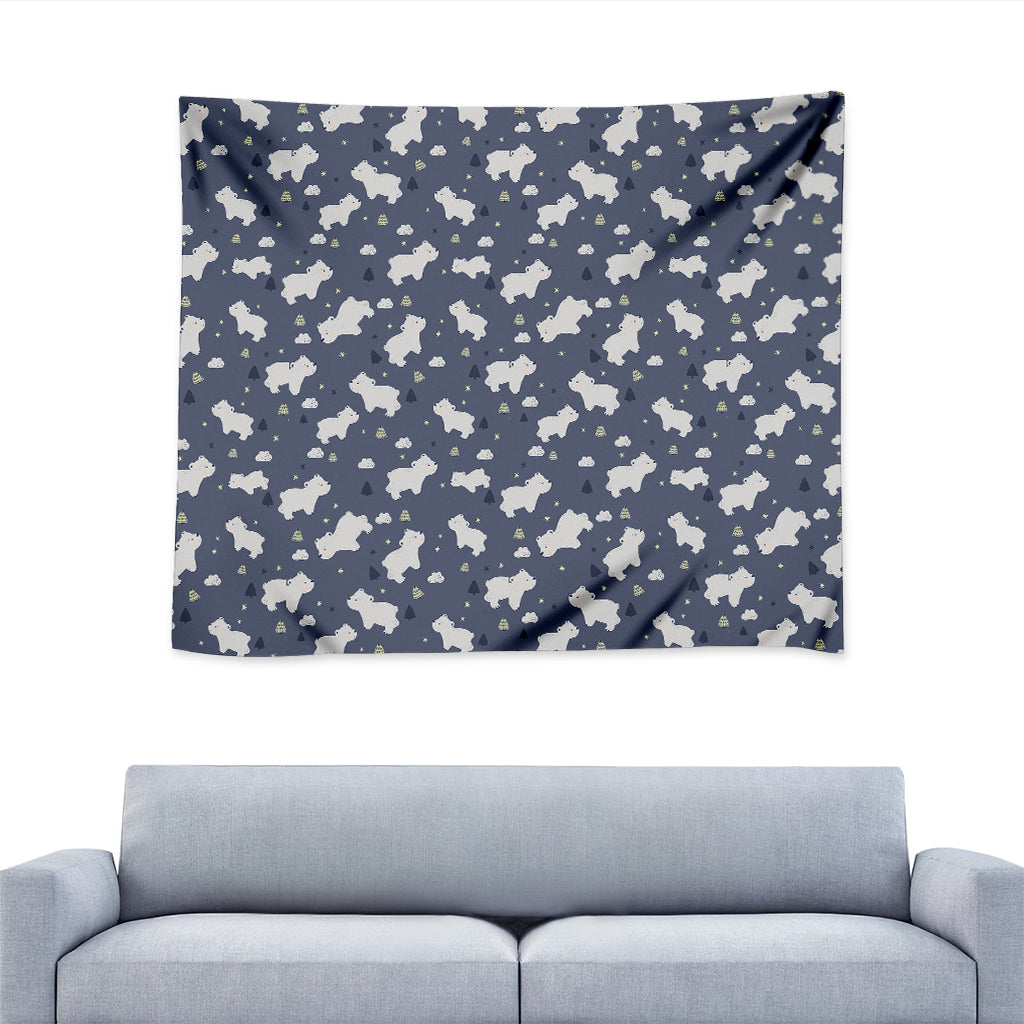 White Baby Polar Bear Pattern Print Tapestry