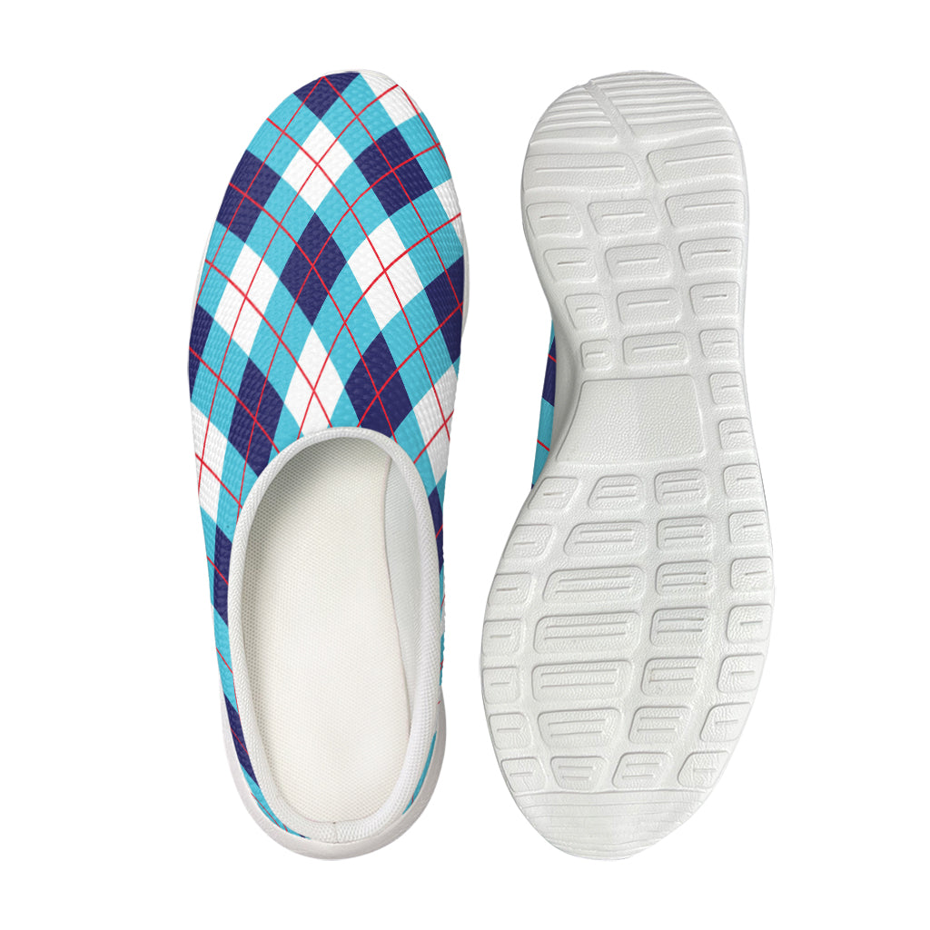 White Blue And Red Argyle Pattern Print Mesh Casual Shoes