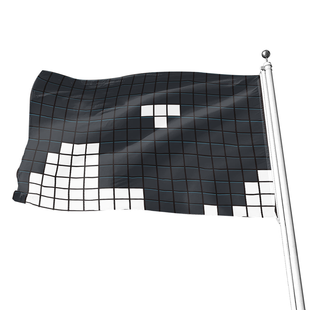 White Brick Puzzle Video Game Print Flag