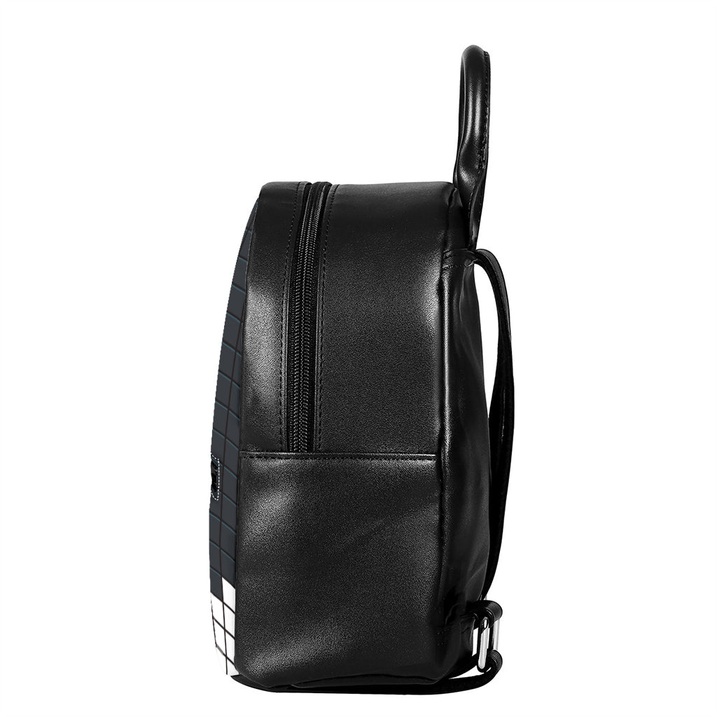 White Brick Puzzle Video Game Print Leather Backpack
