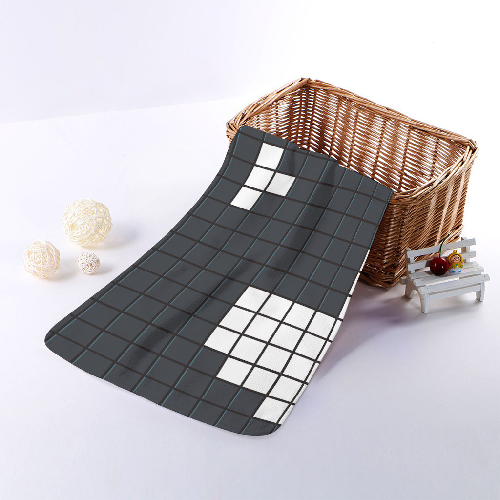 White Brick Puzzle Video Game Print Towel