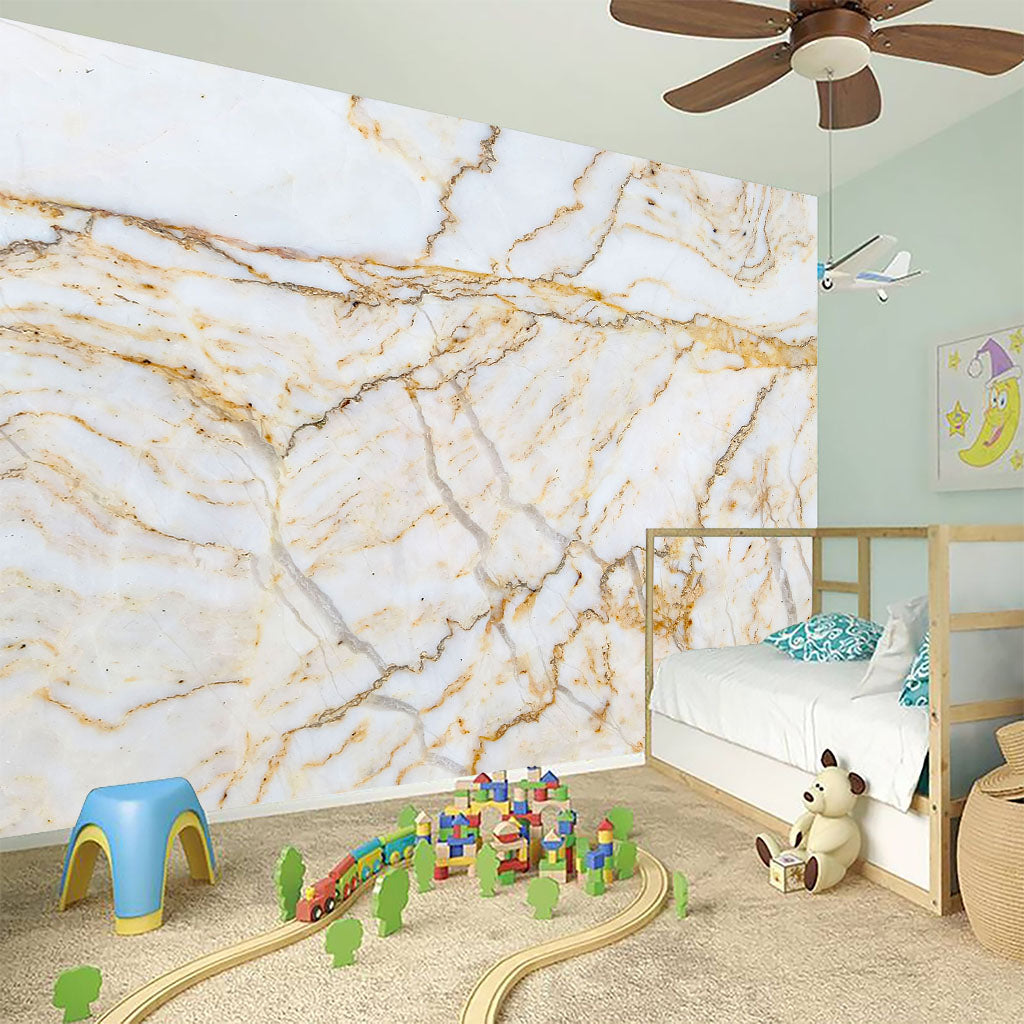 White Brown Grunge Marble Print Wall Sticker