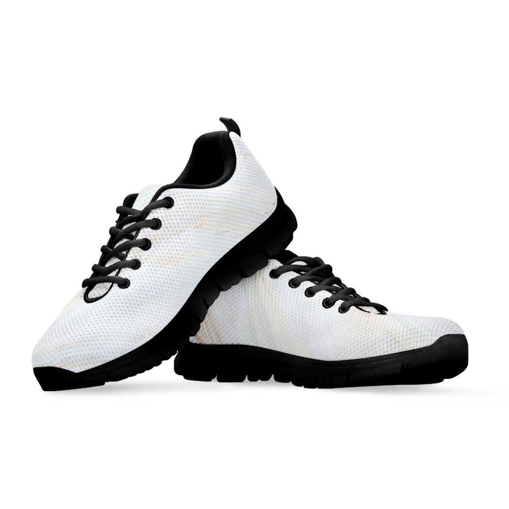 White Brown Smooth Marble Print Black Running Shoes