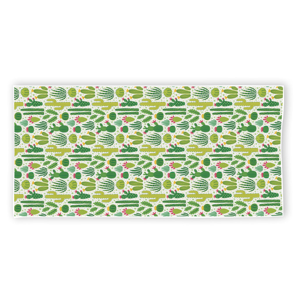 White Cactus Plant Pattern Print Beach Towel