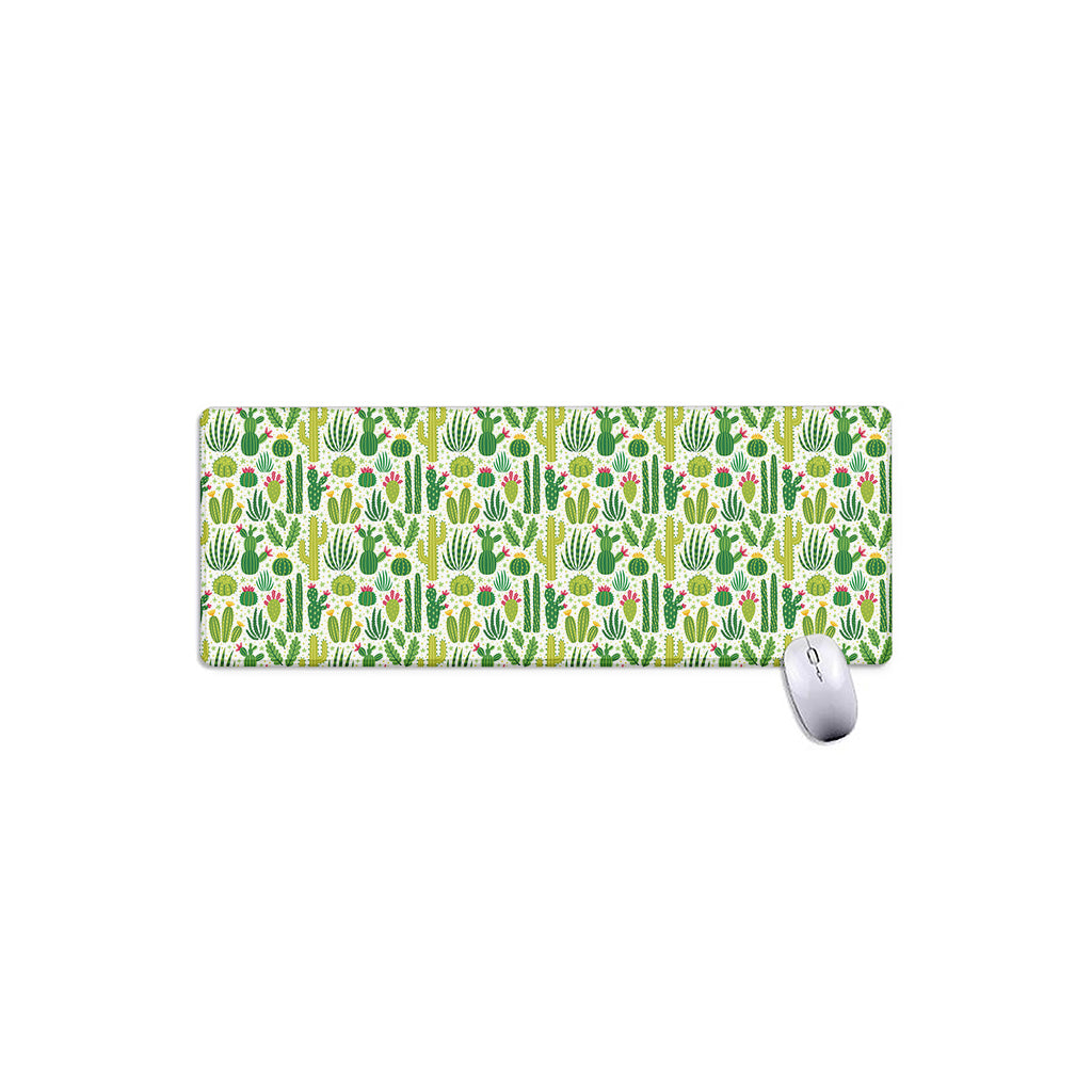White Cactus Plant Pattern Print Extended Mouse Pad
