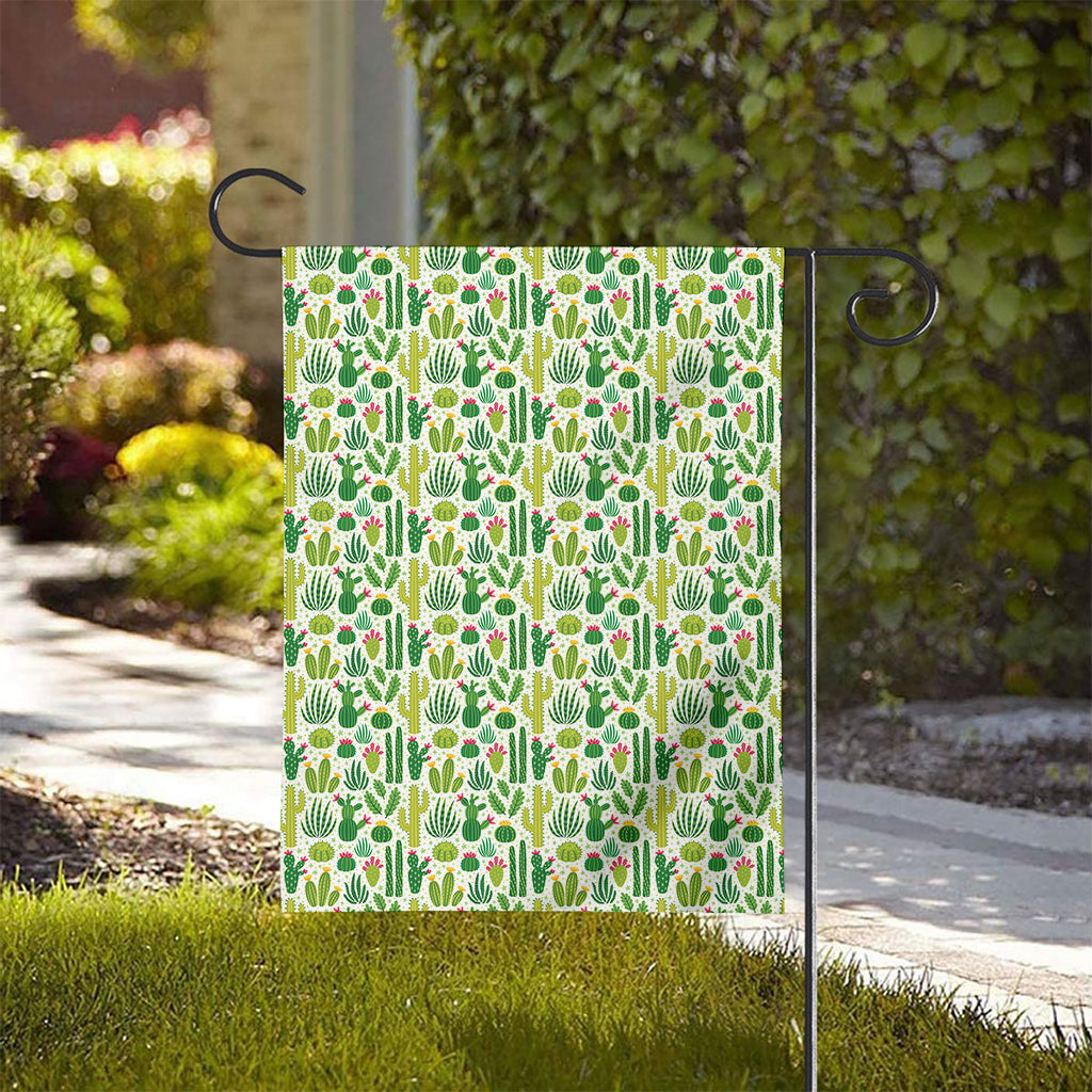 White Cactus Plant Pattern Print House Flag