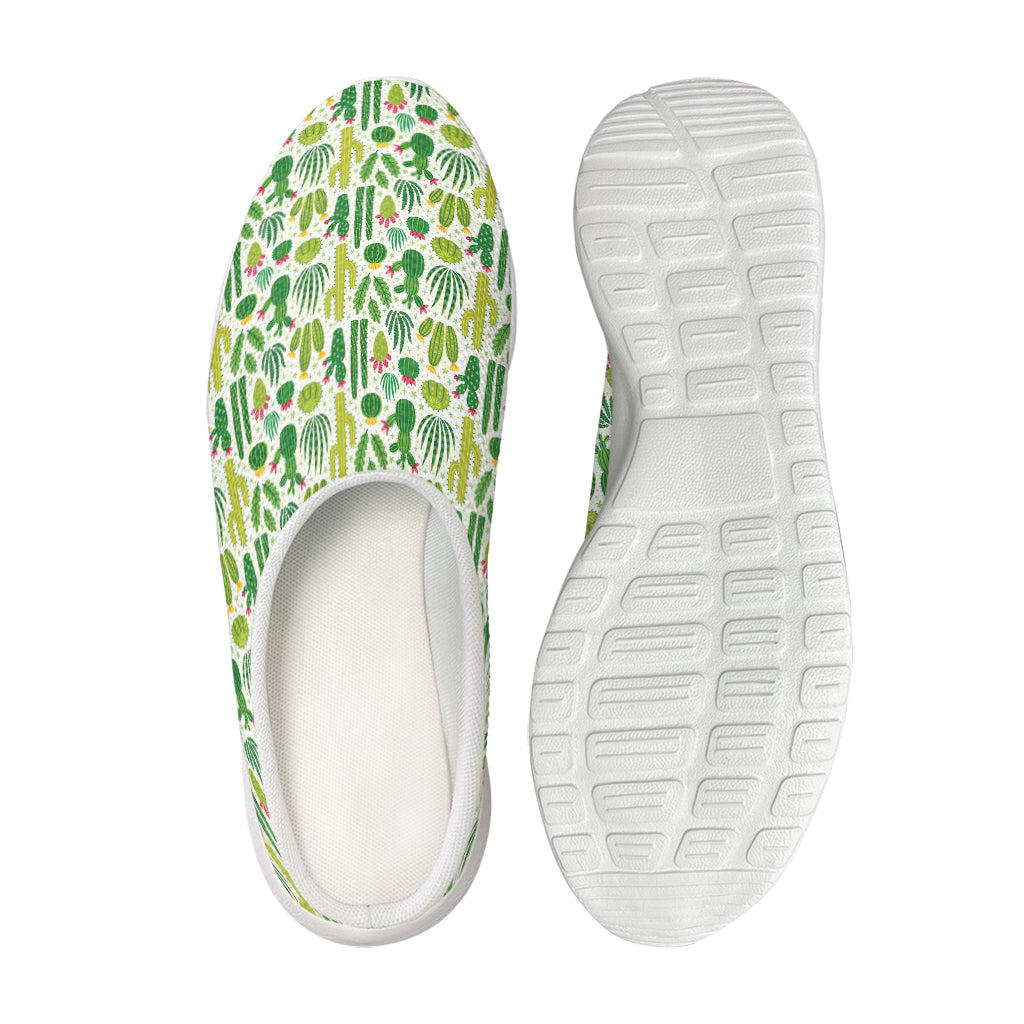 White Cactus Plant Pattern Print Mesh Casual Shoes