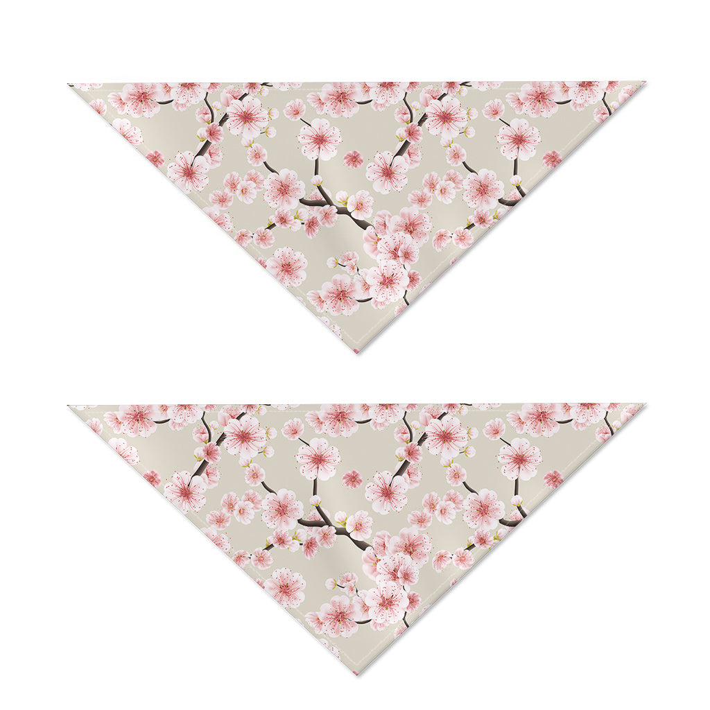 White Cherry Blossom Pattern Print Dog Bandana