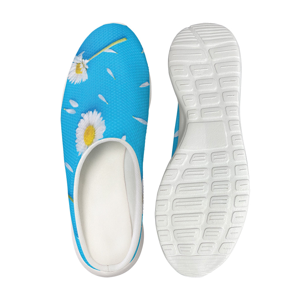 White Daisy Flower Print Mesh Casual Shoes