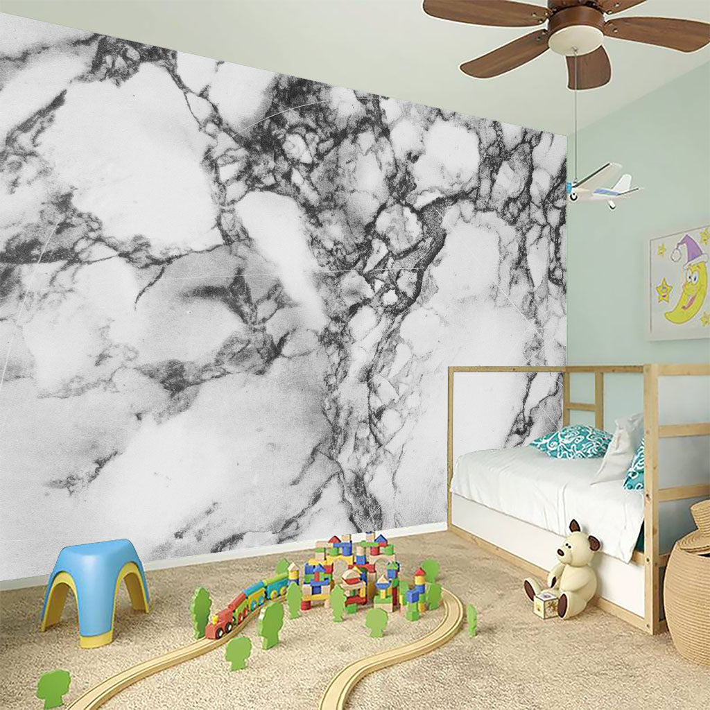 White Dark Grey Marble Print Wall Sticker