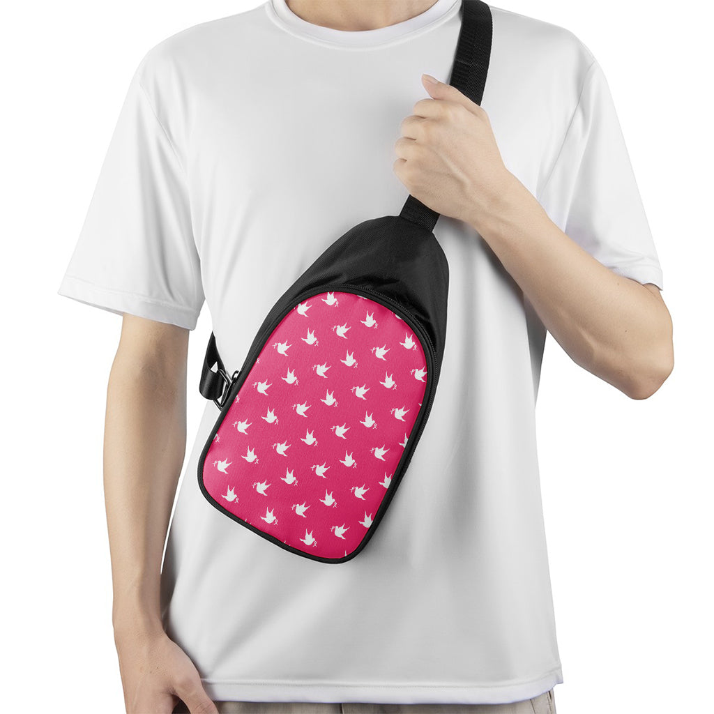 White Dove Breast Cancer Pattern Print Chest Bag