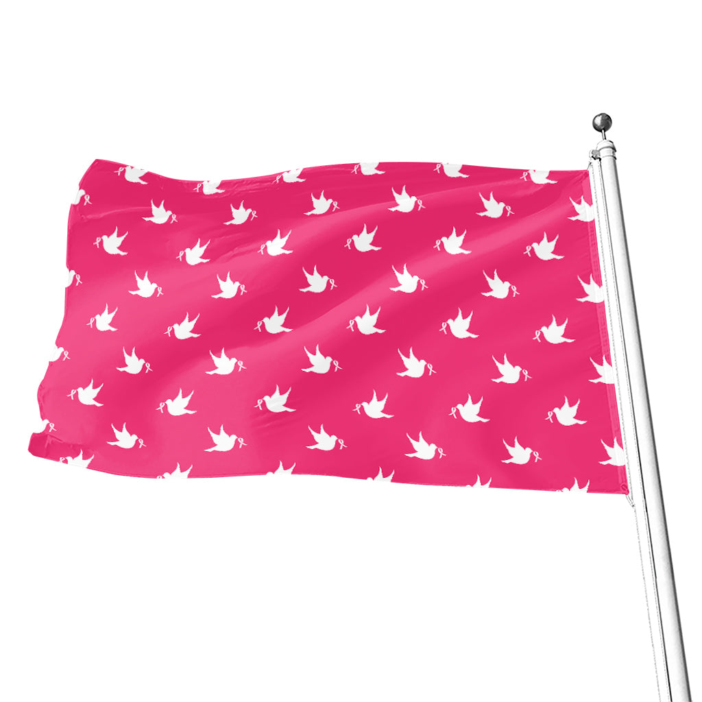 White Dove Breast Cancer Pattern Print Flag