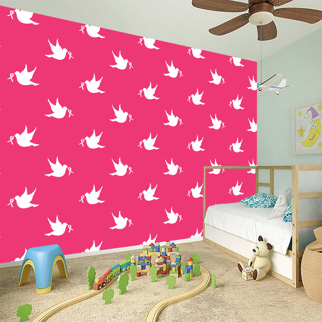 White Dove Breast Cancer Pattern Print Wall Sticker