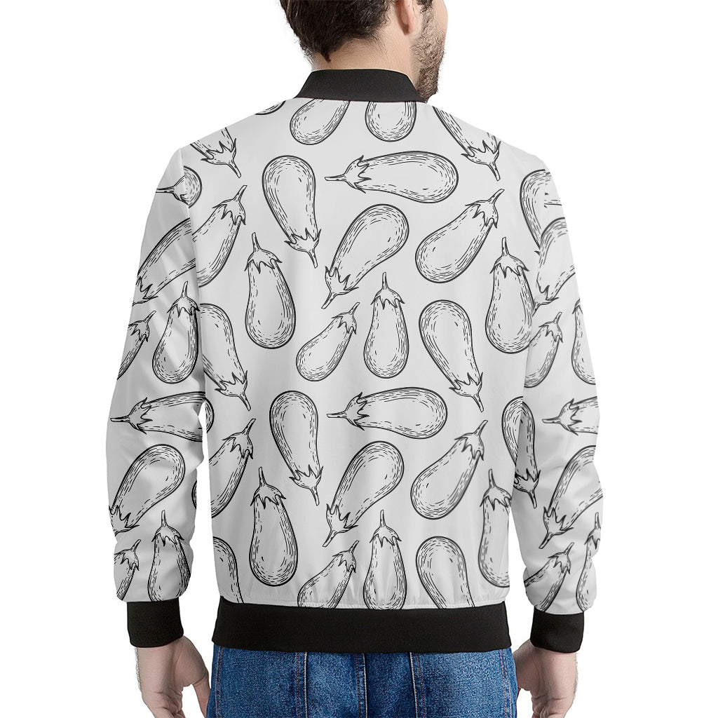 White Eggplant Drawing Print Men's Bomber Jacket
