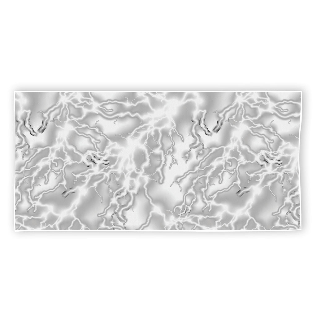 White Electric Lightning Print Beach Towel