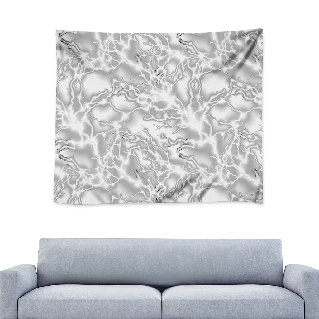 White Electric Lightning Print Tapestry