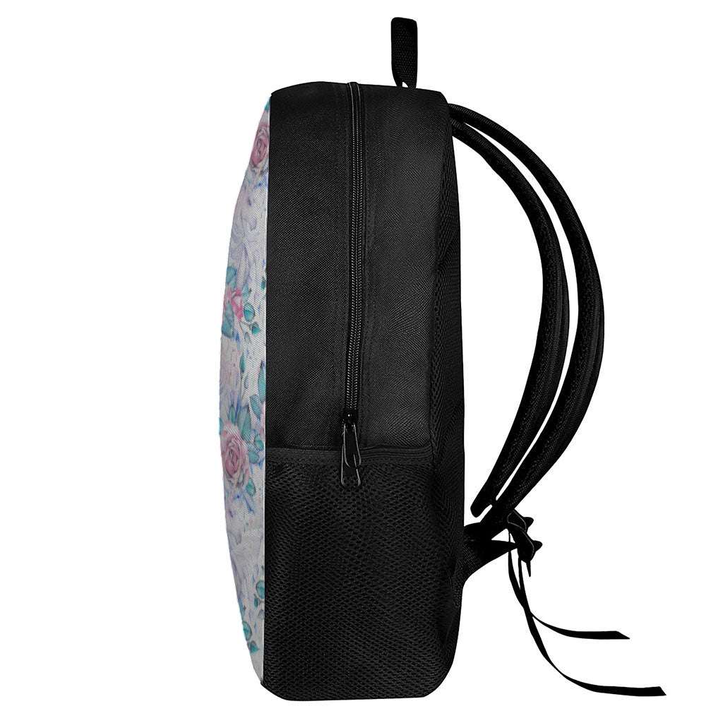 White Fairy Rose Unicorn Pattern Print 17 Inch Backpack