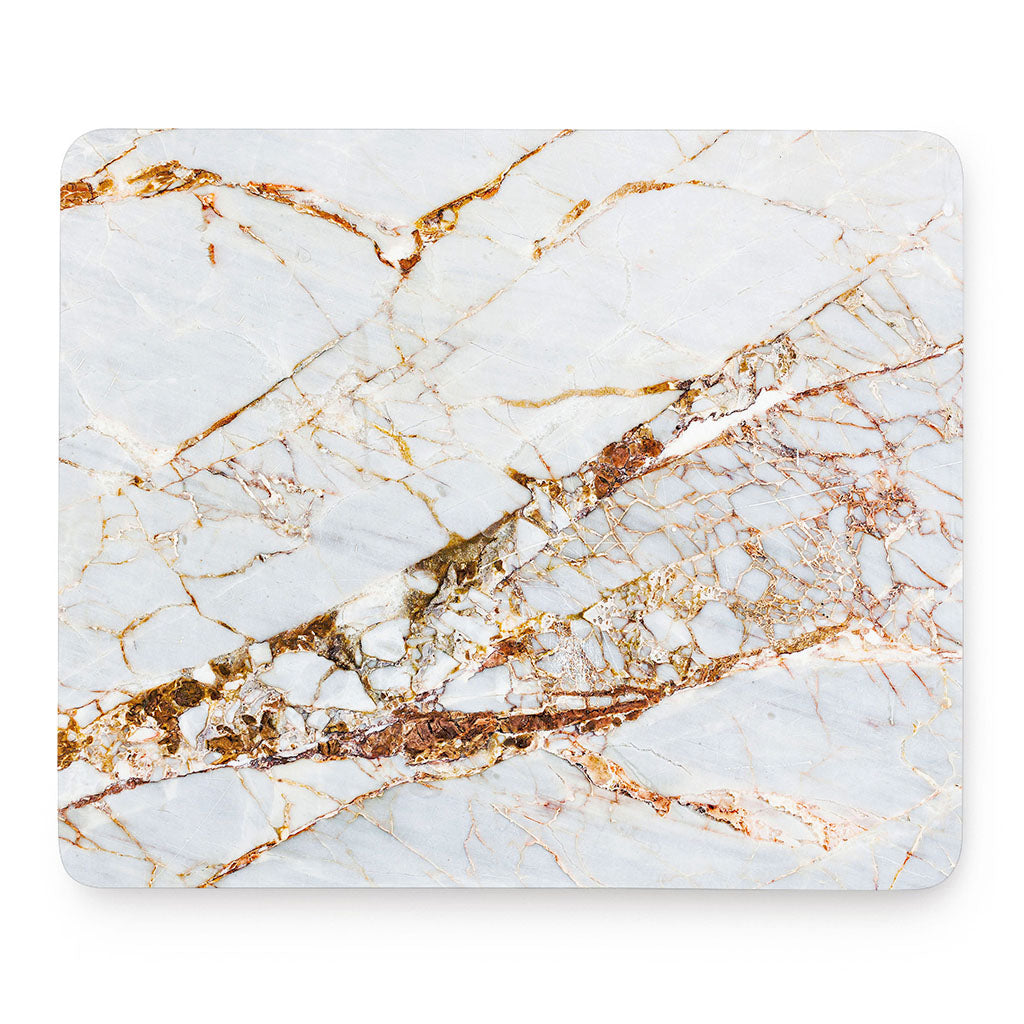 White Gold Grunge Marble Print Mouse Pad
