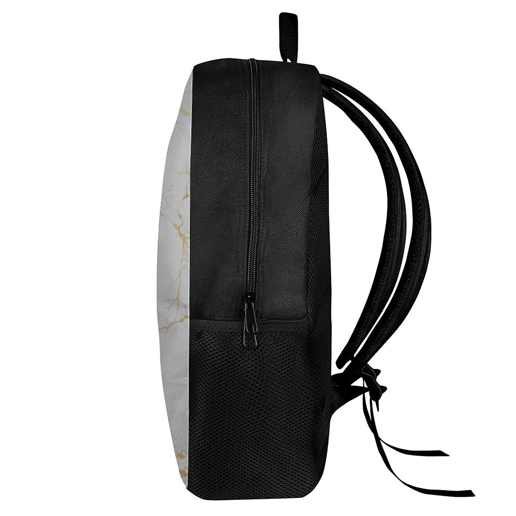 White Gold Scratch Marble Print 17 Inch Backpack