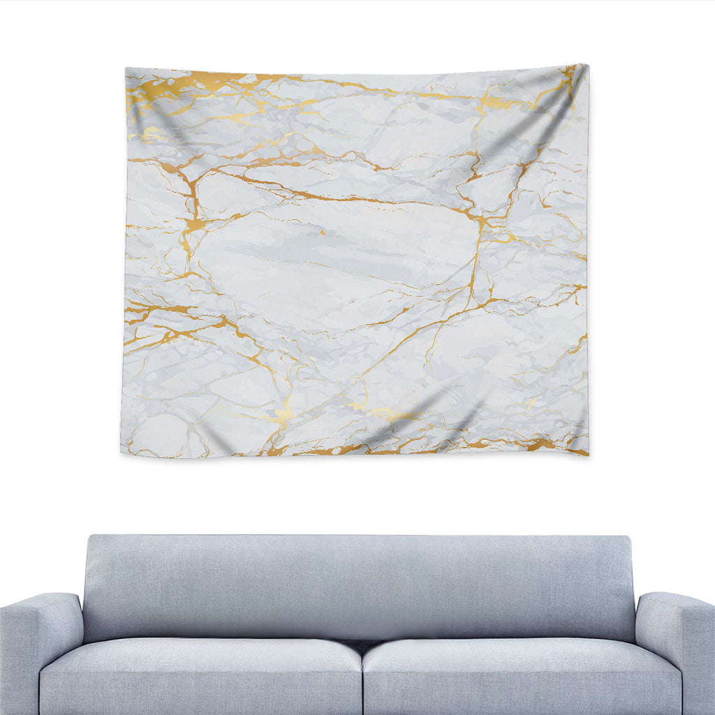 White Gold Scratch Marble Print Tapestry