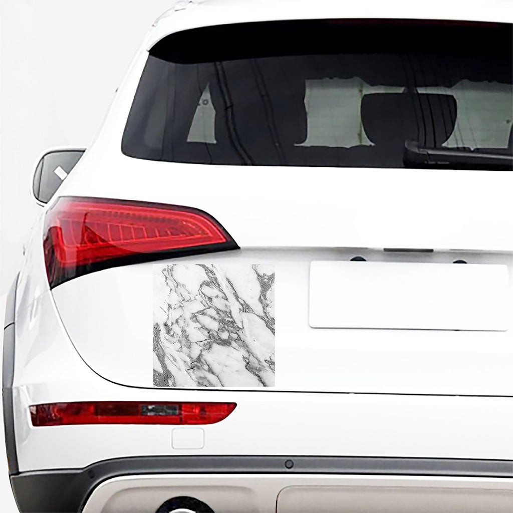White Gray Marble Print Car Sticker