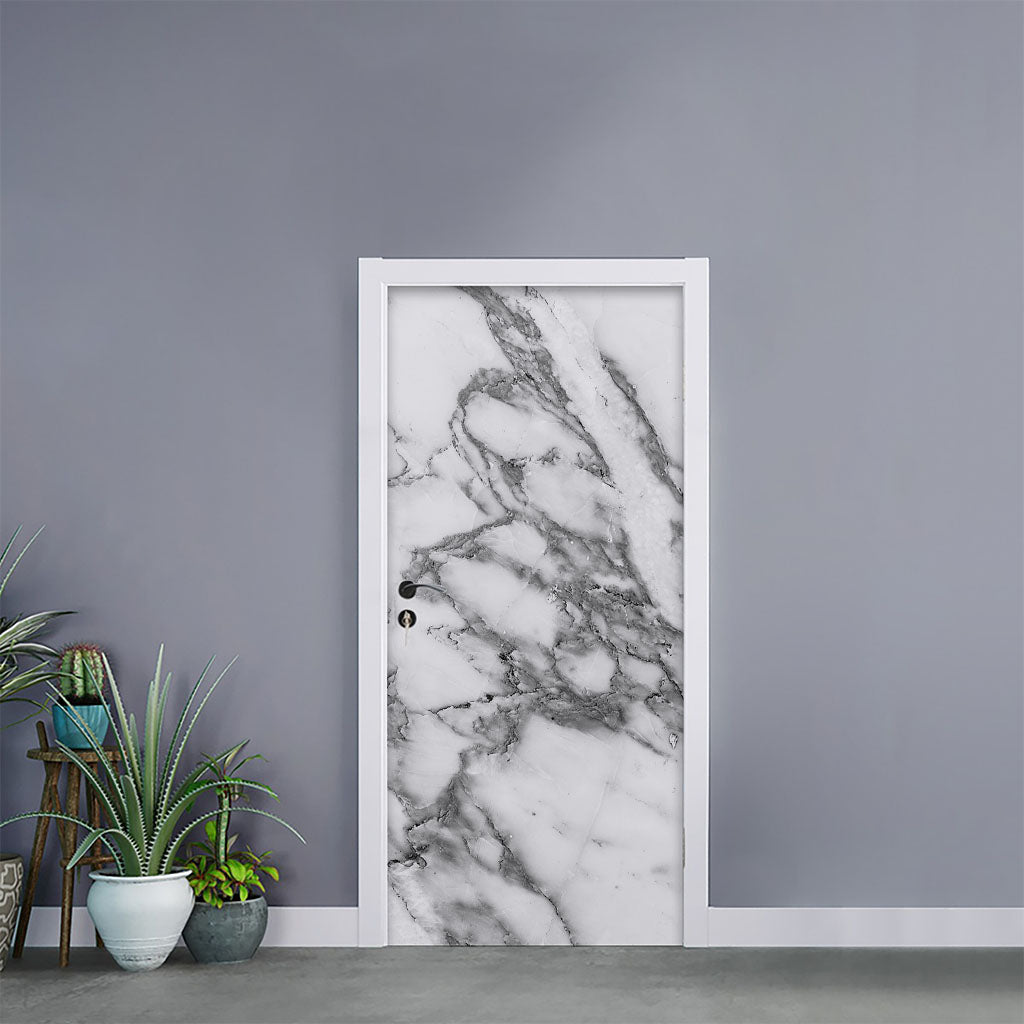 White Gray Marble Print Door Sticker