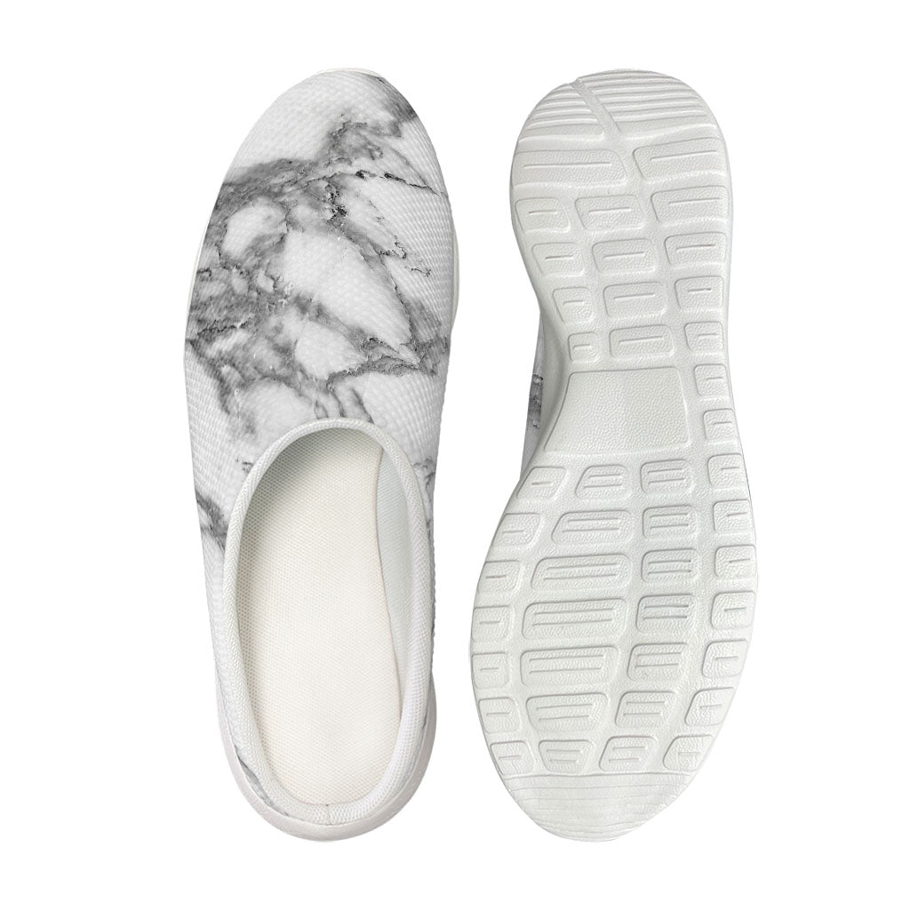 White Gray Marble Print Mesh Casual Shoes