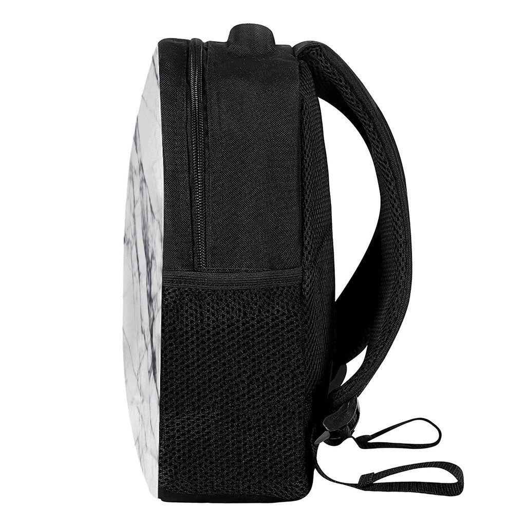 White Gray Scratch Marble Print Casual Backpack