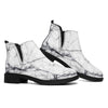 White Gray Scratch Marble Print Flat Ankle Boots