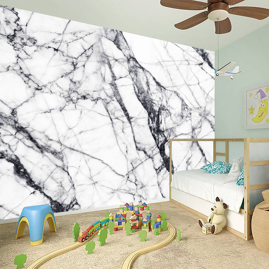 White Gray Scratch Marble Print Wall Sticker