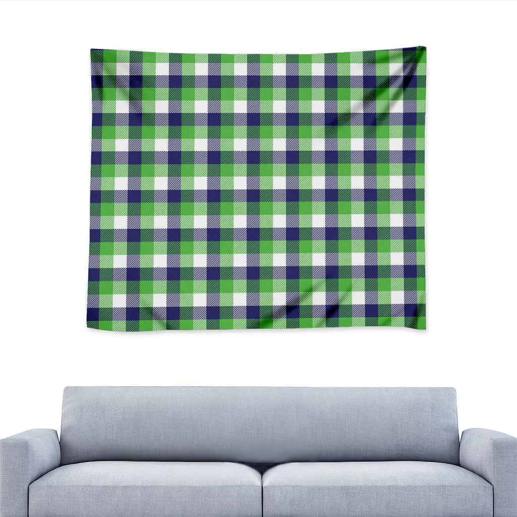 White Green And Blue Buffalo Plaid Print Tapestry