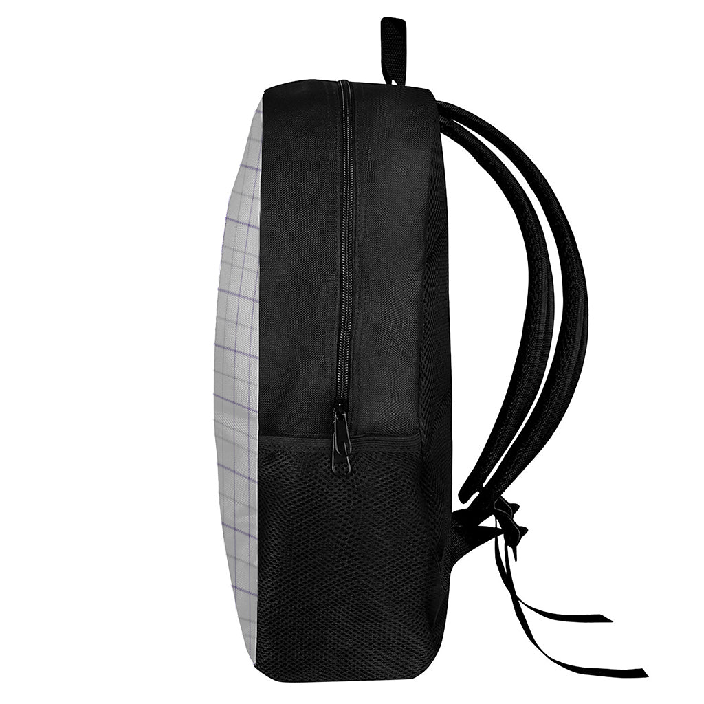 White Grey And Purple Tattersall Print 17 Inch Backpack