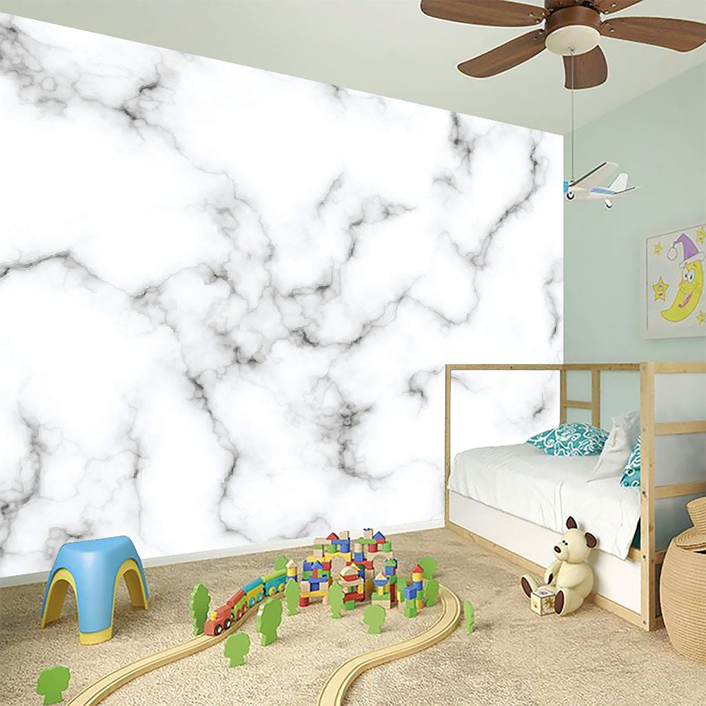 White Grey Smoke Marble Print Wall Sticker