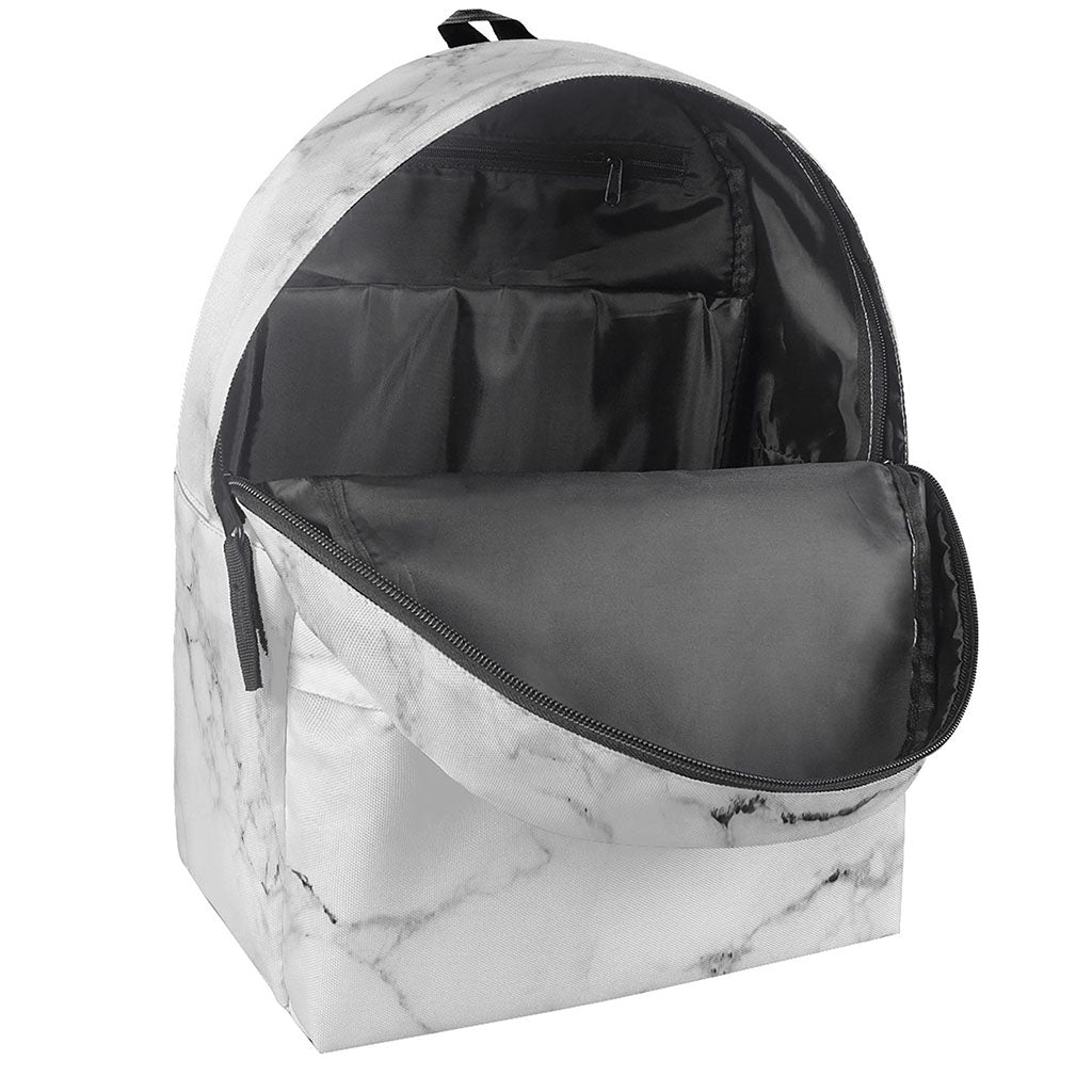 White Grunge Marble Print Backpack