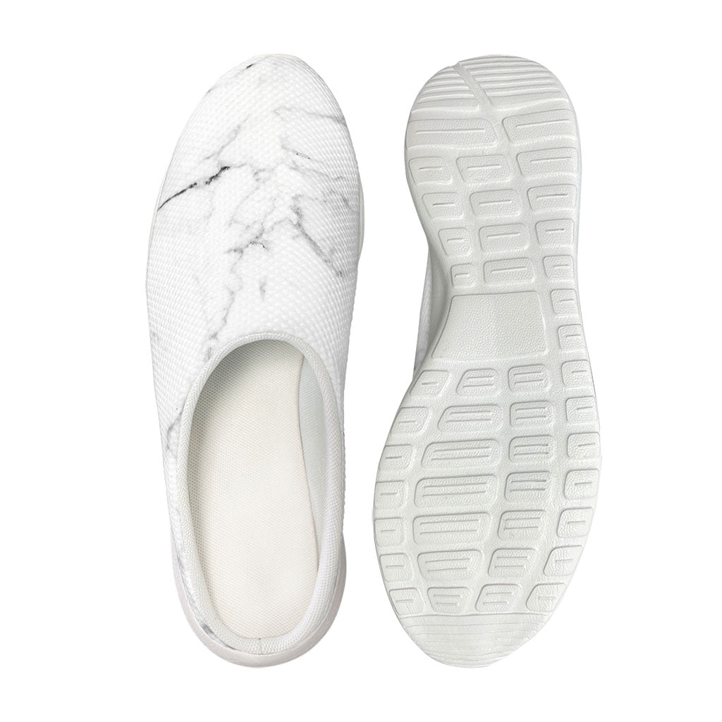 White Grunge Marble Print Mesh Casual Shoes