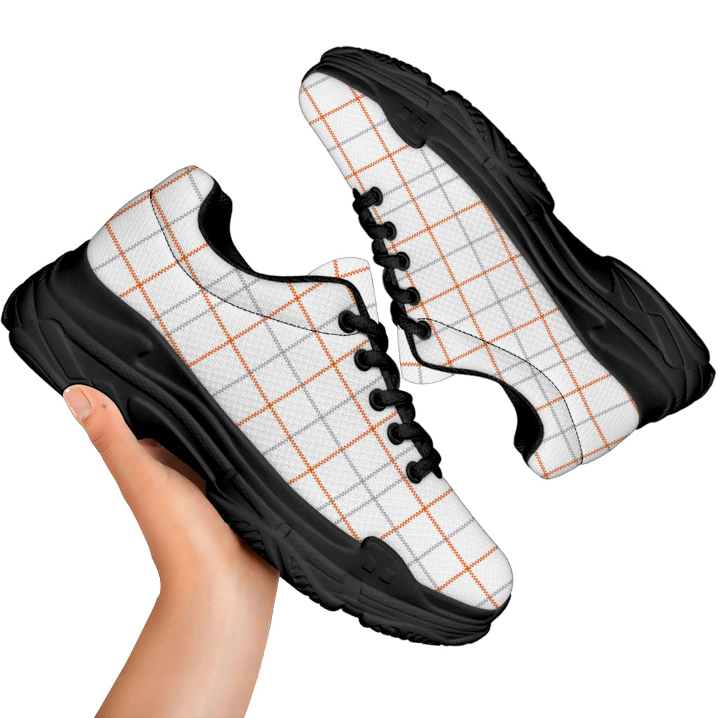 White Halloween Tattersall Pattern Print Black Chunky Shoes
