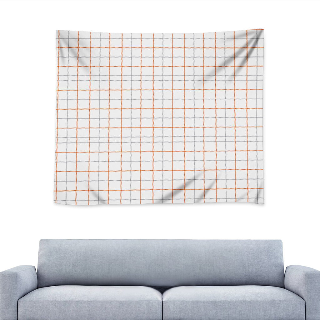 White Halloween Tattersall Pattern Print Tapestry