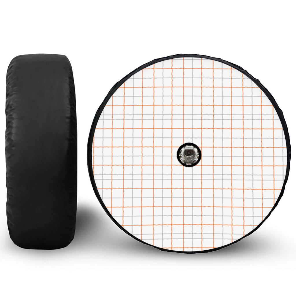 White Halloween Tattersall Pattern Print Tire Cover With Camera Hole